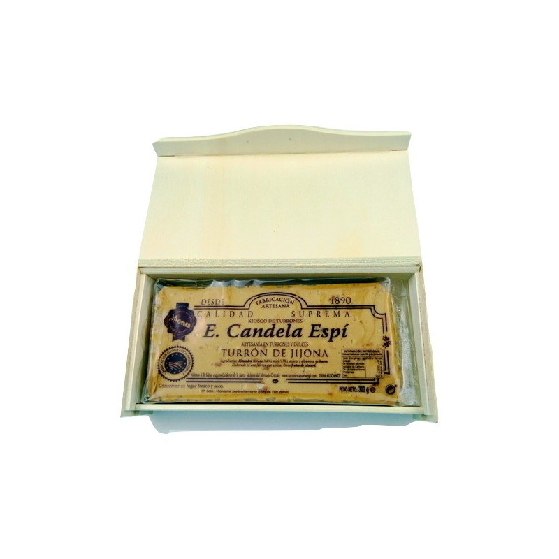 Nougat de Jijona-soft - Suprema Con Caja de Madera 300 G. - Turrones y Dulces candela espí