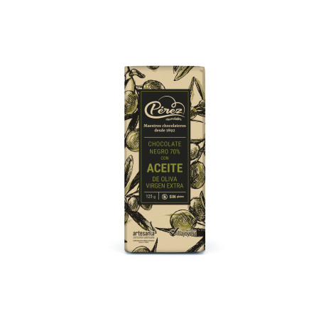 Chocolat noir 70% Cacao à l’huile d’olive extra vierge (125 g)