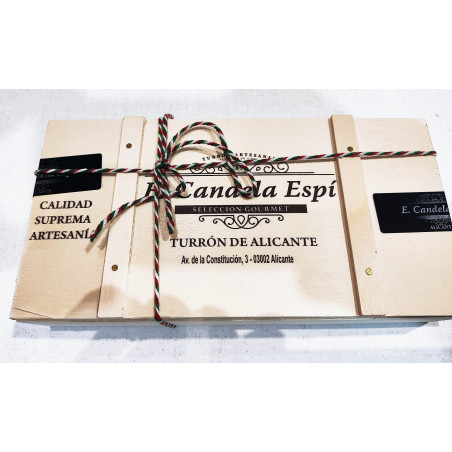 Turrón de Alicante Suprema Con Caja de Madera 300 G. - Turrones y Dulces Candela Espí