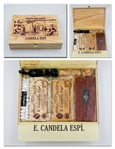 Wooden Box 3 Nougats Luxury - Nougats and Sweet Candela Espí
