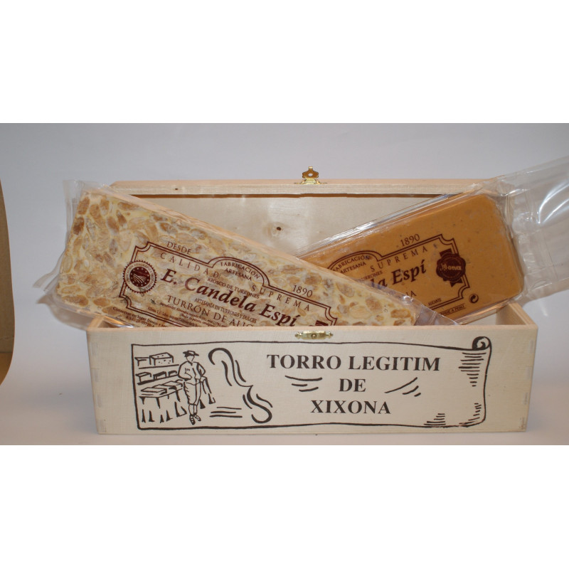 Boîte en bois Jijona-Alicante 500 G. - Turrones y Dulces candela espí