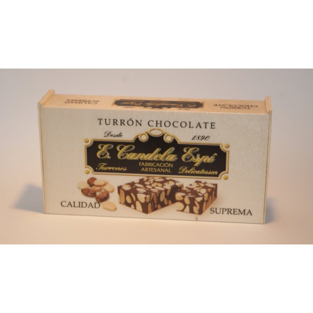 Supreme Pure Chocolate Nougat In Wooden Box 300 G. - Nougats and Sweet Candela Espí