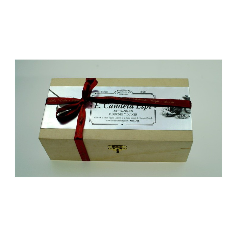 Wooden Box With Jijona and Alicante 300 G. Up to 15% of Dto. - Turrones and Sweet Candela Espí