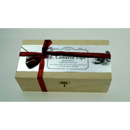 Boîte en bois avec jijona et Alicante 300 G. Jusqu’à 15% de Dto. - Turrones et Bonbons candela espí