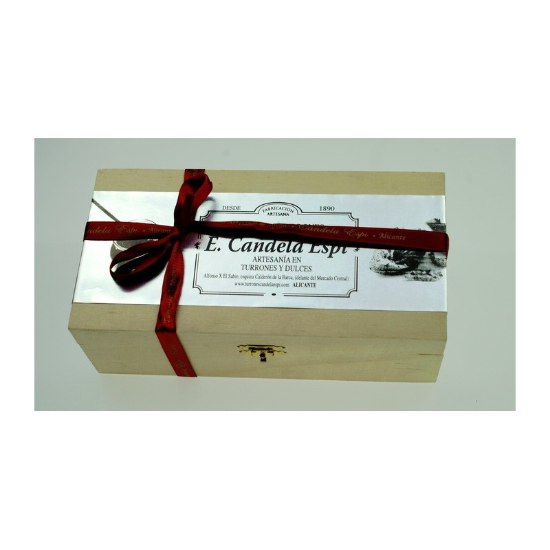 Wooden Box With Jijona and Alicante 300 G. Up to 15% of Dto. - Turrones and Sweet Candela Espí