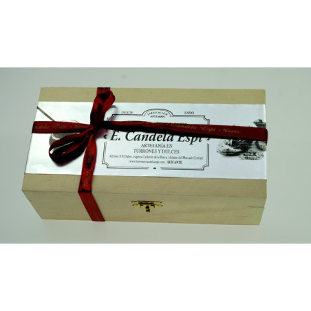 Wooden Box With Jijona and Alicante 300 G. Up to 15% of Dto. - Turrones and Sweet Candela Espí