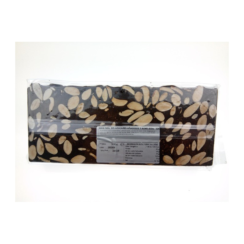 Nougat au chocolat aux amandes sans sucre ajouté 300 G. - Turrones et bonbons candela espí